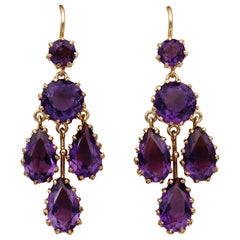 Antique Victorian Siberian Amethyst Rare Chandelier Earrings