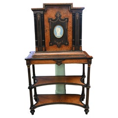 Victorian Side Cabinet Amboyna Wedgewood Plaque 1860