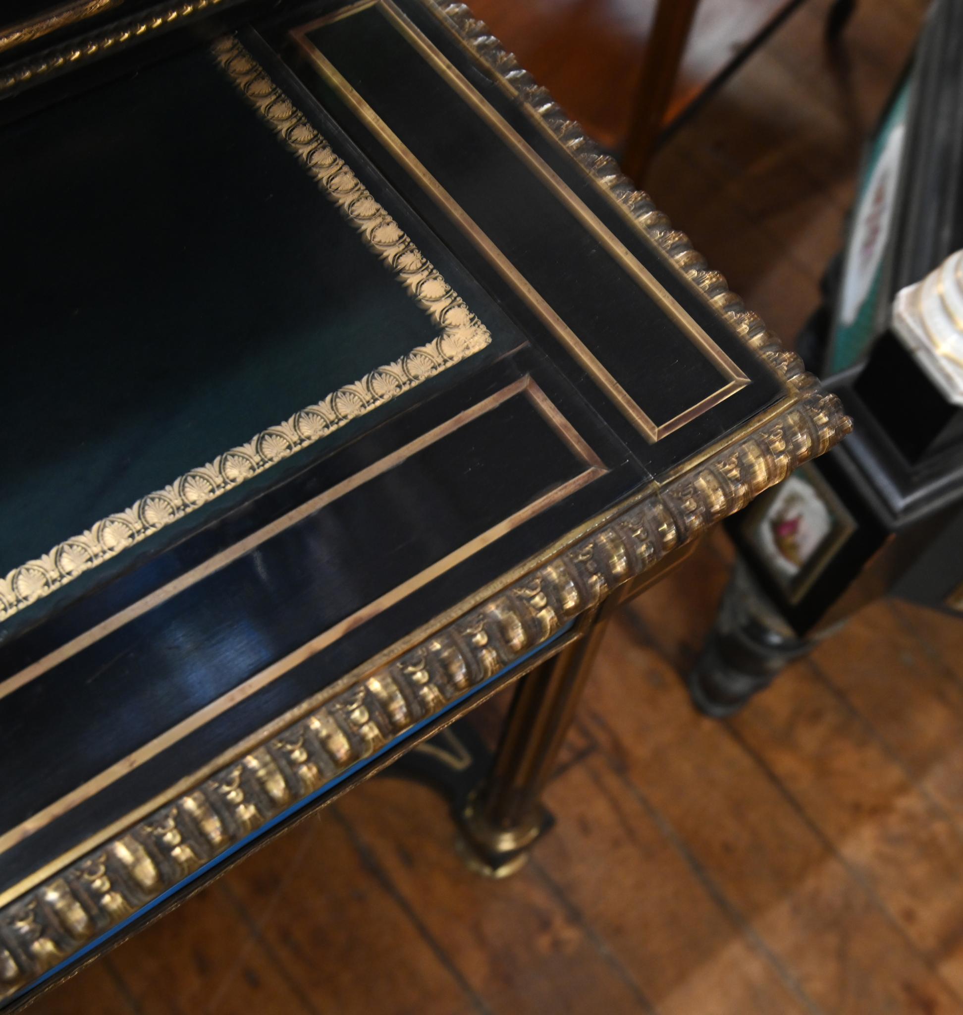 Victorian ebonised side cabinet with ormulo mounts
Various Sevres porcelain plaques with hand painted designs in micro
Including floral motifs and various portraits
Mirrored lower back panel and glass fronted door to front
Such an elegant interplay