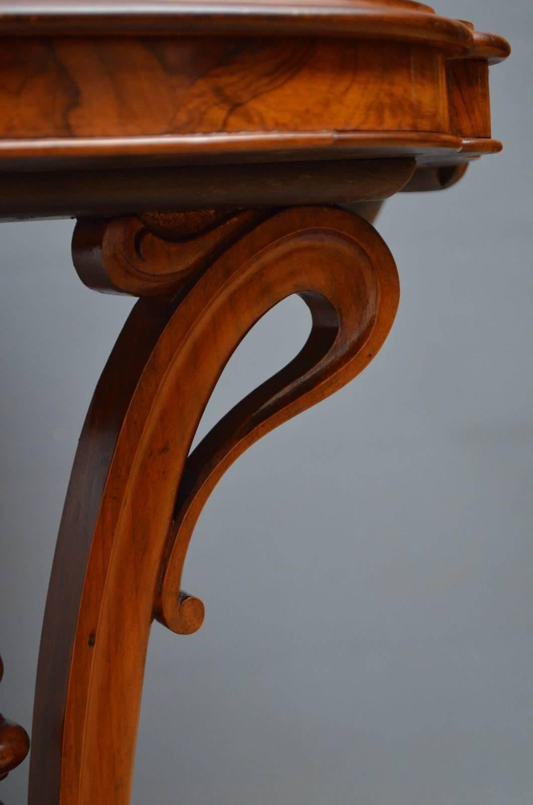English Victorian Side Table in Burr Walnut For Sale
