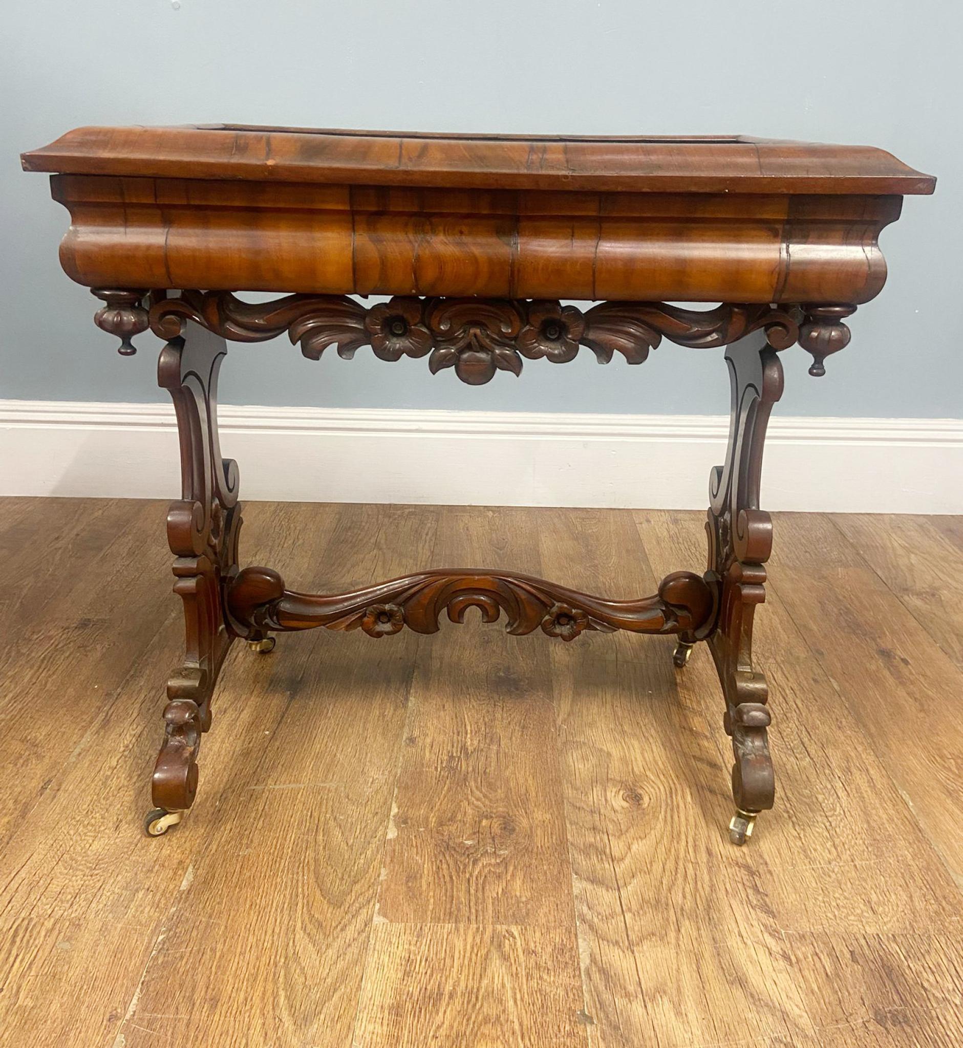 Victorian Side Table Whitby Abbey Painted Reverse Eglomise Walnut 1840 For Sale 2