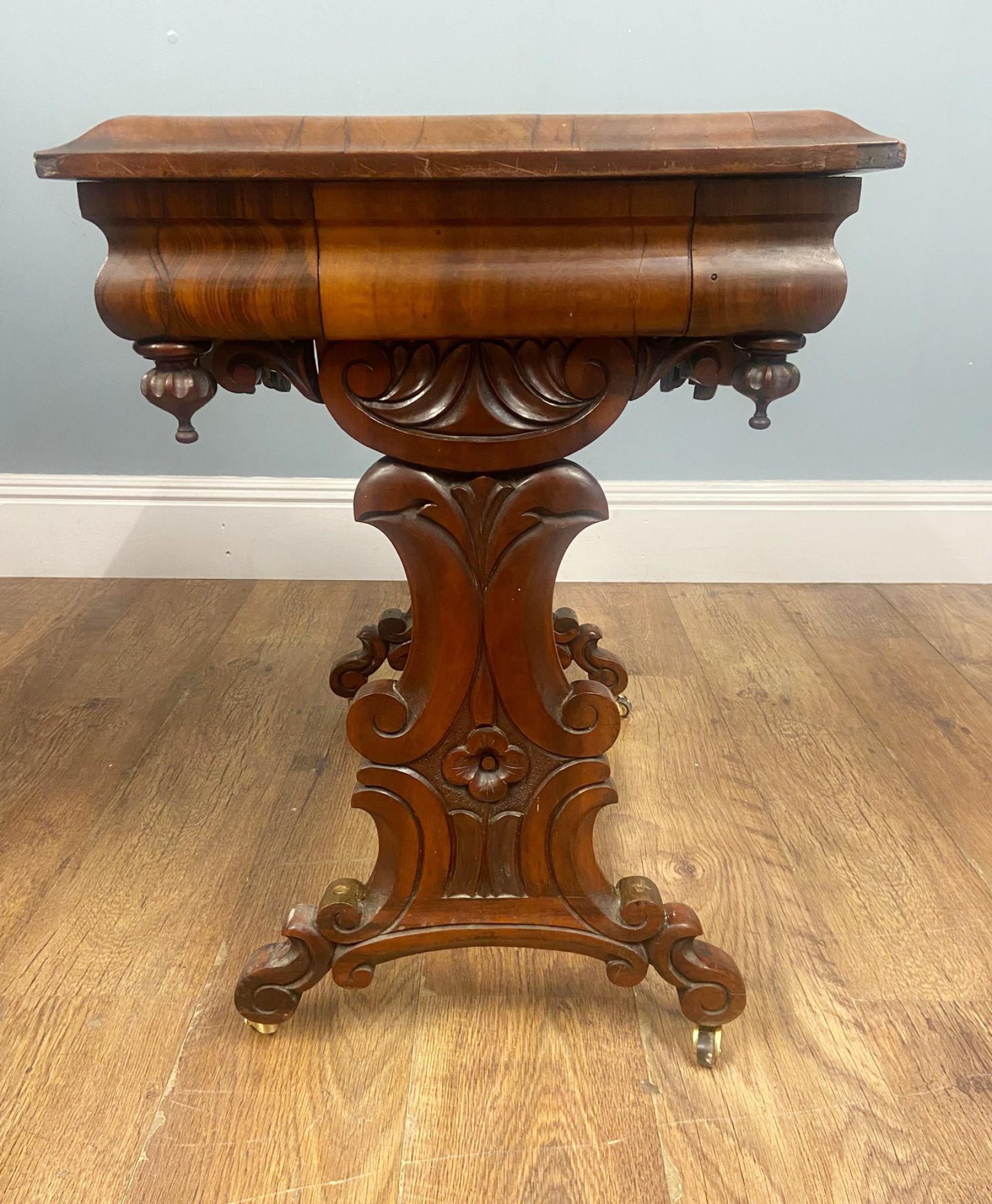 Victorian Side Table Whitby Abbey Painted Reverse Eglomise Walnut 1840 For Sale 5