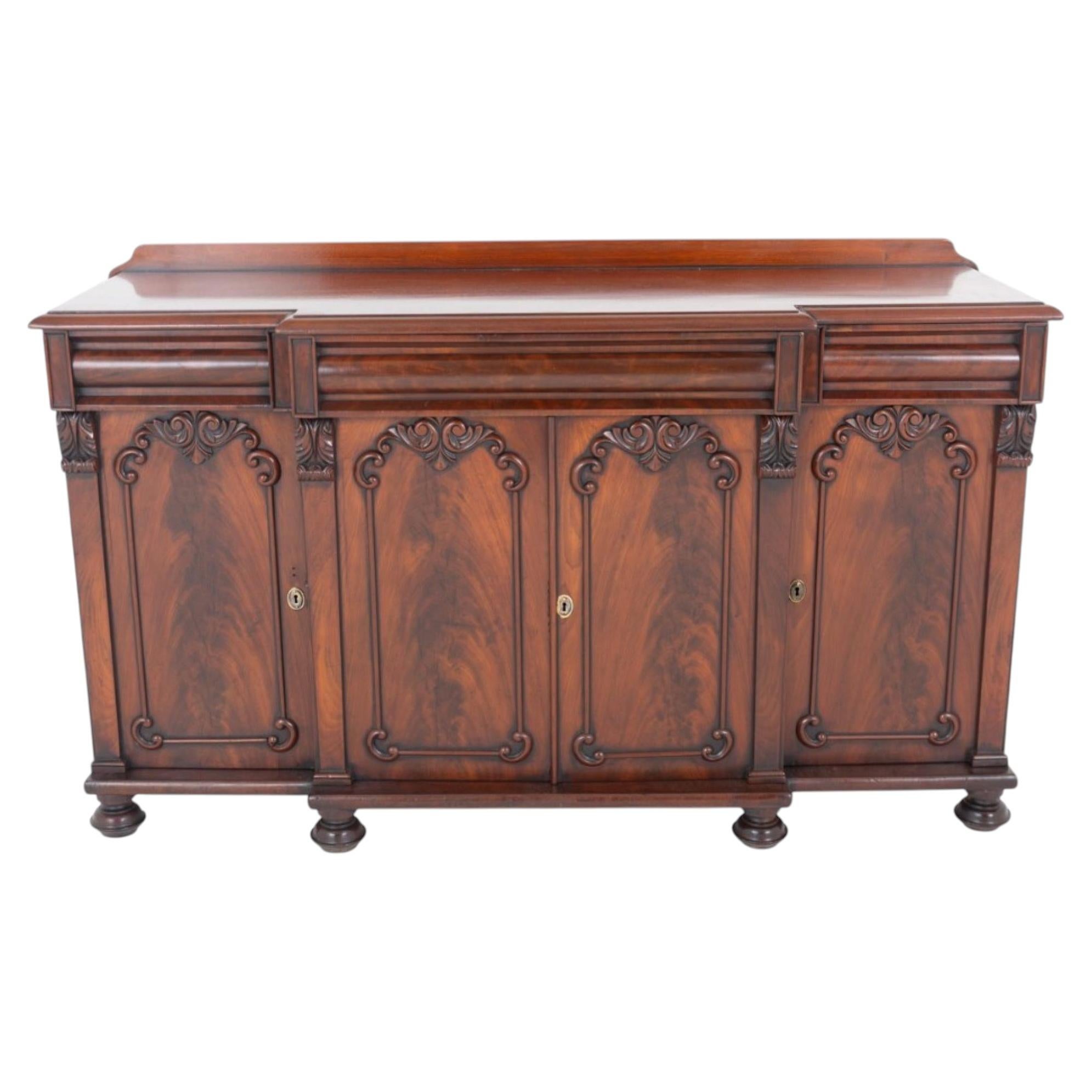Victorian Sideboard Breakfront Mahogany Buffet 1850