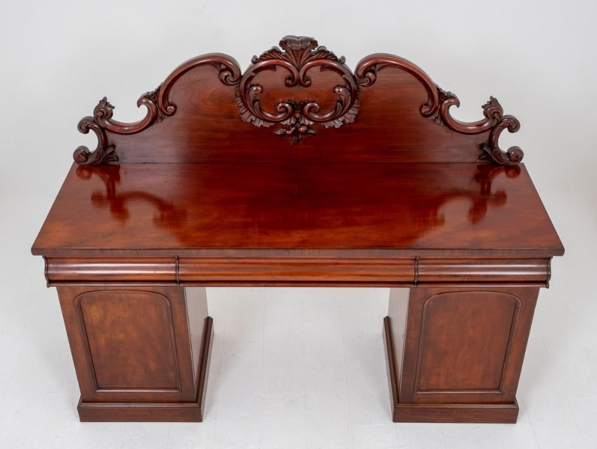 Late 19th Century Victorian Sideboard - Mahogany Pedestal Server 1870 For Sale