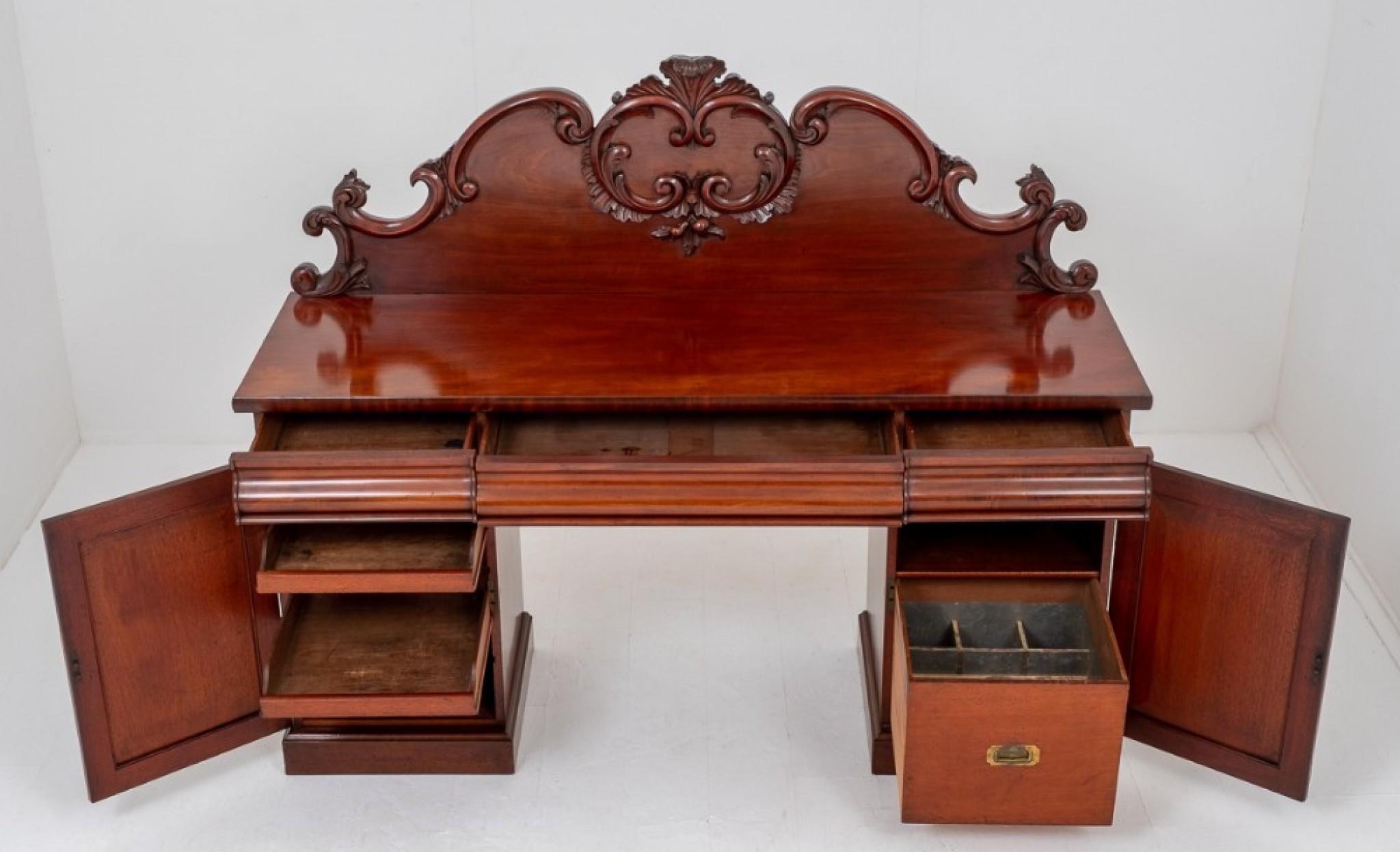 Victorian Sideboard - Mahogany Pedestal Server 1870 For Sale 1