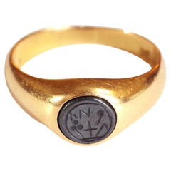 Victorian Signet Intaglio Ring in 18k Rose Gold, Intaglio Men Ring