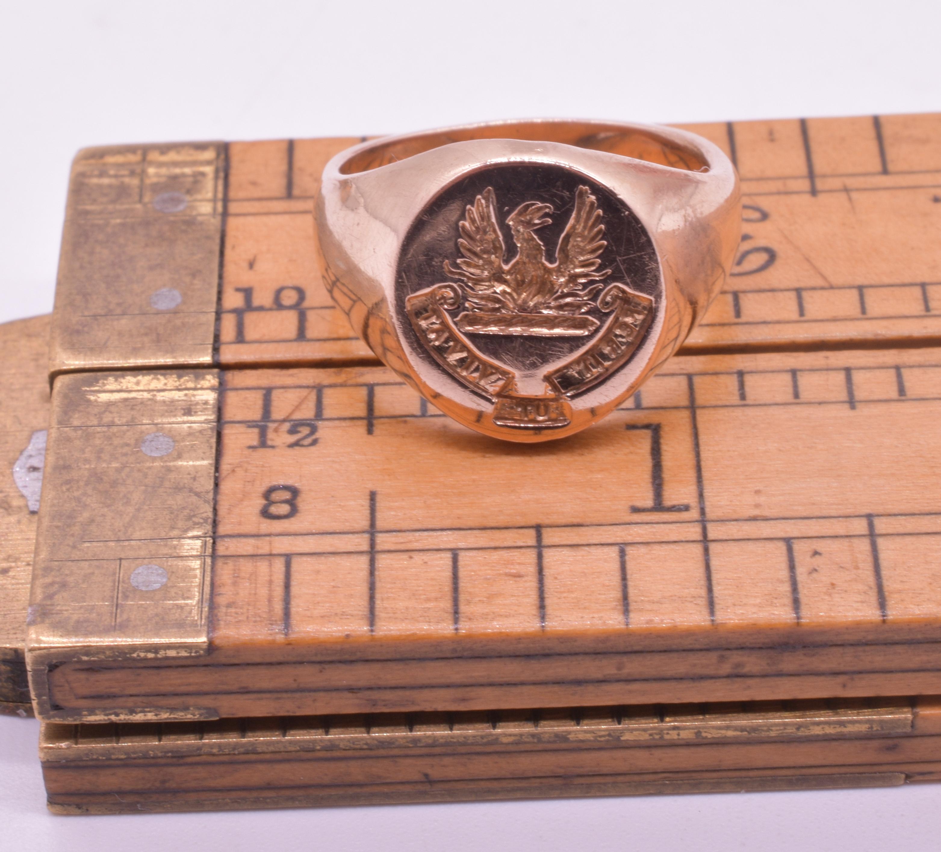 Victorian Signet Ring with Image of Phoenix, 