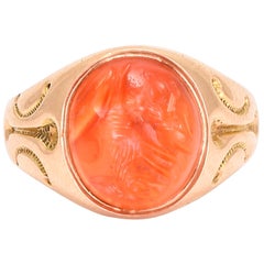 Victorian Signet Ring with Roman She-Wolf Intaglio