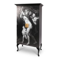 Victorian Silenus Wardrobe, Black with Brass