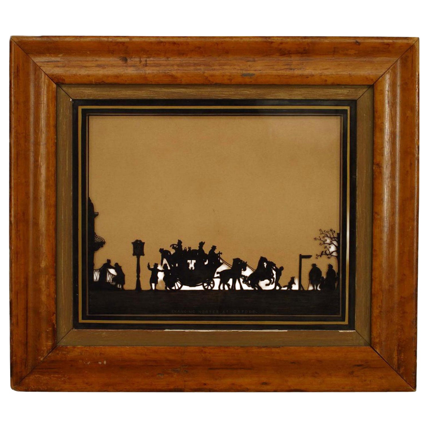 Victorian Silhouette of Coach and Horses For Sale