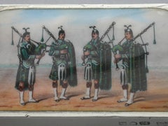 Victorian Silver & Enamel 'Scottish Pipers' Vesta Case, Sampson Mordan, 1900
