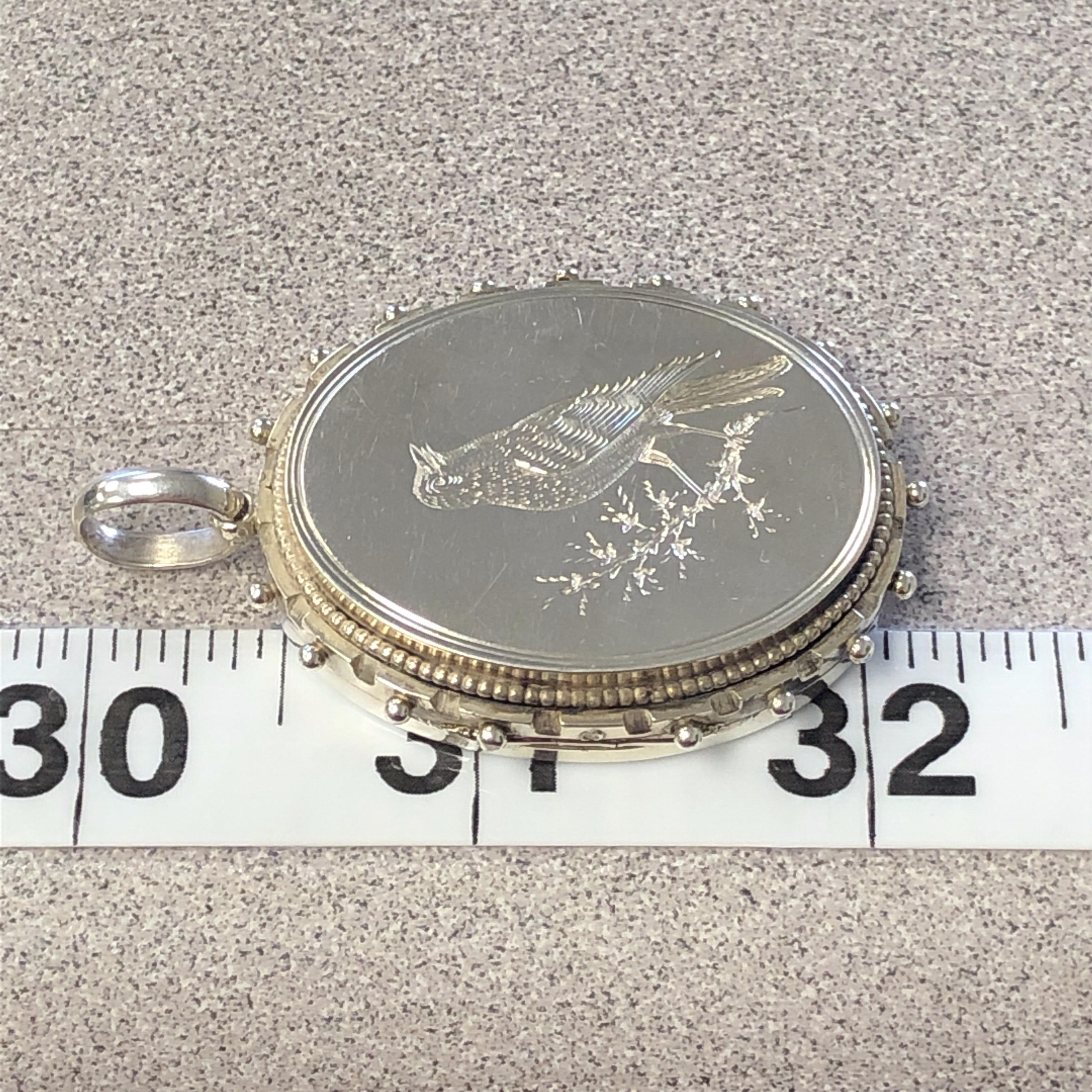 Victorian Silver Aesthetic Movement Locket In Fair Condition In Towson, MD