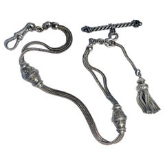 Victorian Silver Albert Chain with Dog Clip