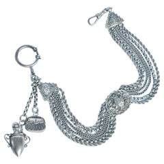 Victorian Silver Albert Chain with Hook and Dog Clip