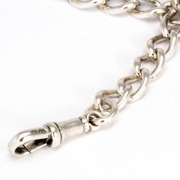 Victorian Silver Albert Chain with T-Bar For Sale at 1stDibs
