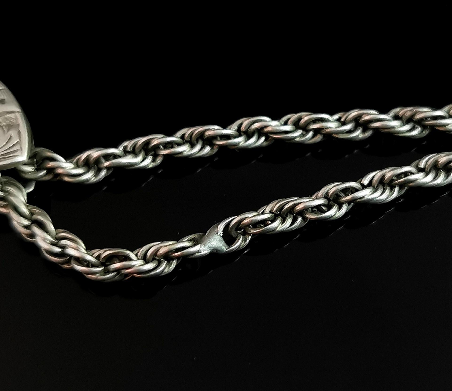 Victorian Silver Albertina Chain, Bracelet, Heart Slider 6