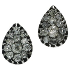 Victorian silver and 2.00 cts. rose - cut diamond earrings