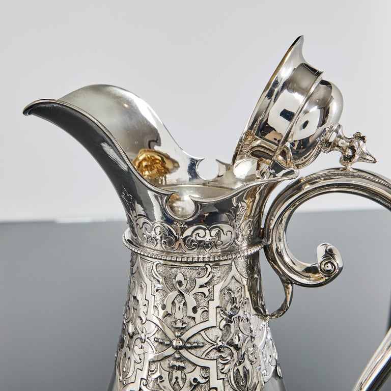 Victorian Silver and Crystal Claret Jug In Good Condition In London, GB