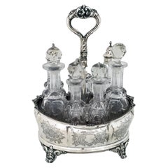 Antique Victorian Silver and Crystal Cruet