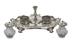 Victorian Silver and Cut-Glass Ink Standish