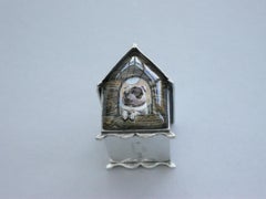 Victorian Silver and Essex Crystal Dog Kennel Vesta Case 'Bull Dog', London 1881