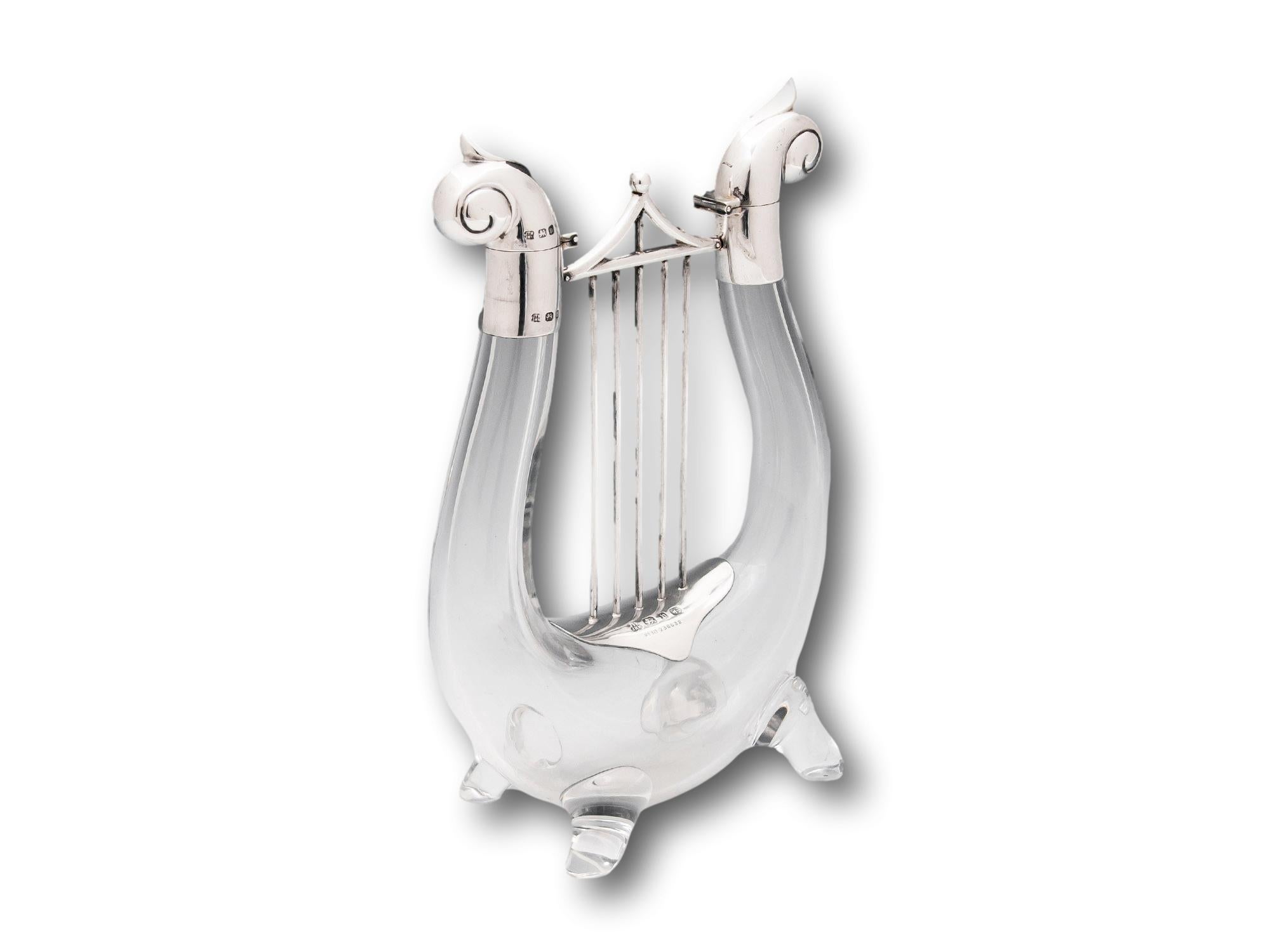 Novelty Silver Mounted Lyre Decanter Hukin & Heath In Good Condition For Sale In Northampton, GB