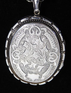 Victorian Silver and Gold Aesthetic Locket with Chain