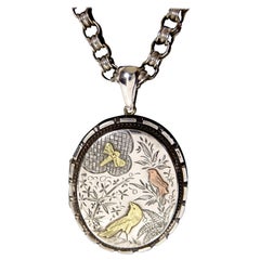 Victorian Silver and Gold Aesthetic Locket with Chain