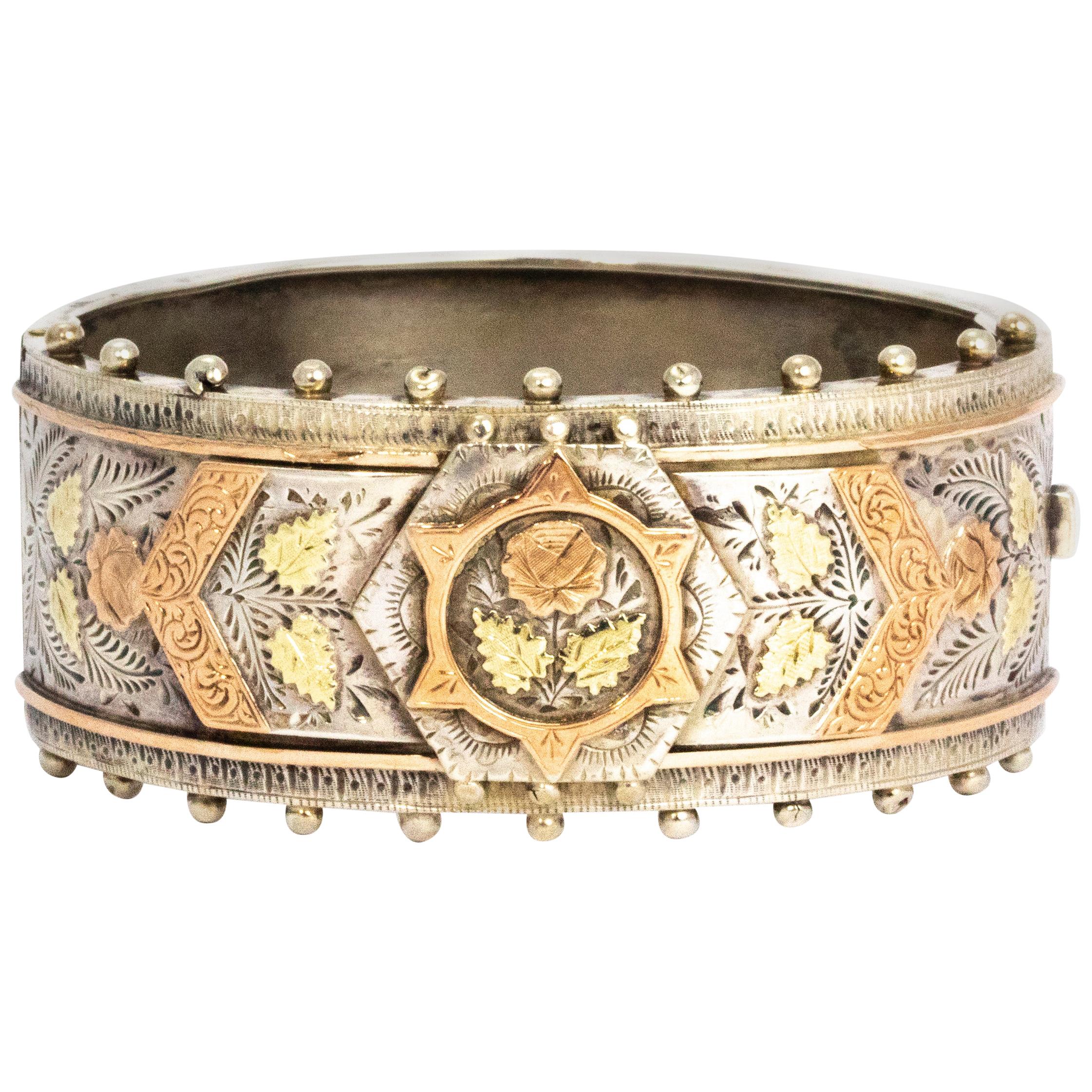 Victorian Silver and Gold Bangle