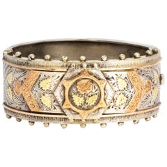 Vintage Victorian Silver and Gold Bangle