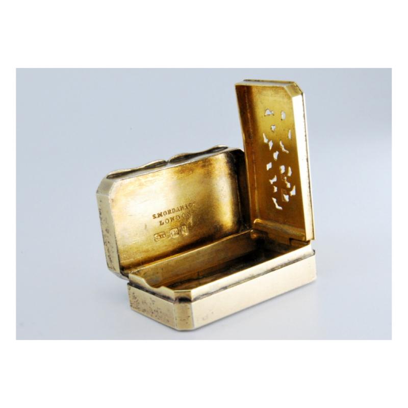 Victorian silver and gold vinaigrette box with smooth lid In Good Condition For Sale In Porto, PT