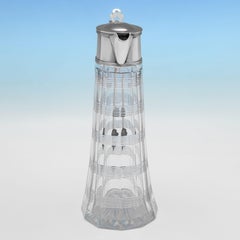 Viktorianischer Krug aus Silber und getäfeltem Glas, gepunzt im Jahr 1900