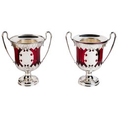 Victorian, Silver and Ruby Glass Ice Buckets
