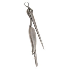 Victorian Silver Articulated Stork Pendant, Circa 1880