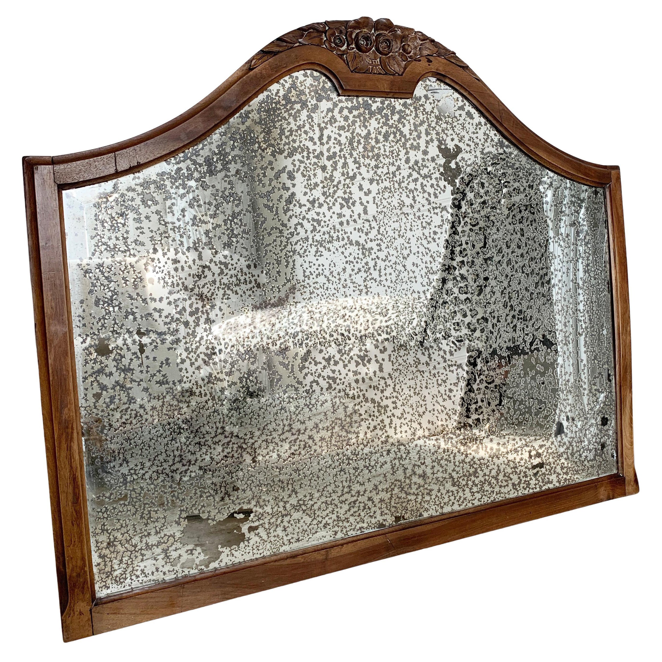 Victorian Silver Backed Foxed Overmantle Mirror Circa 1860 For Sale