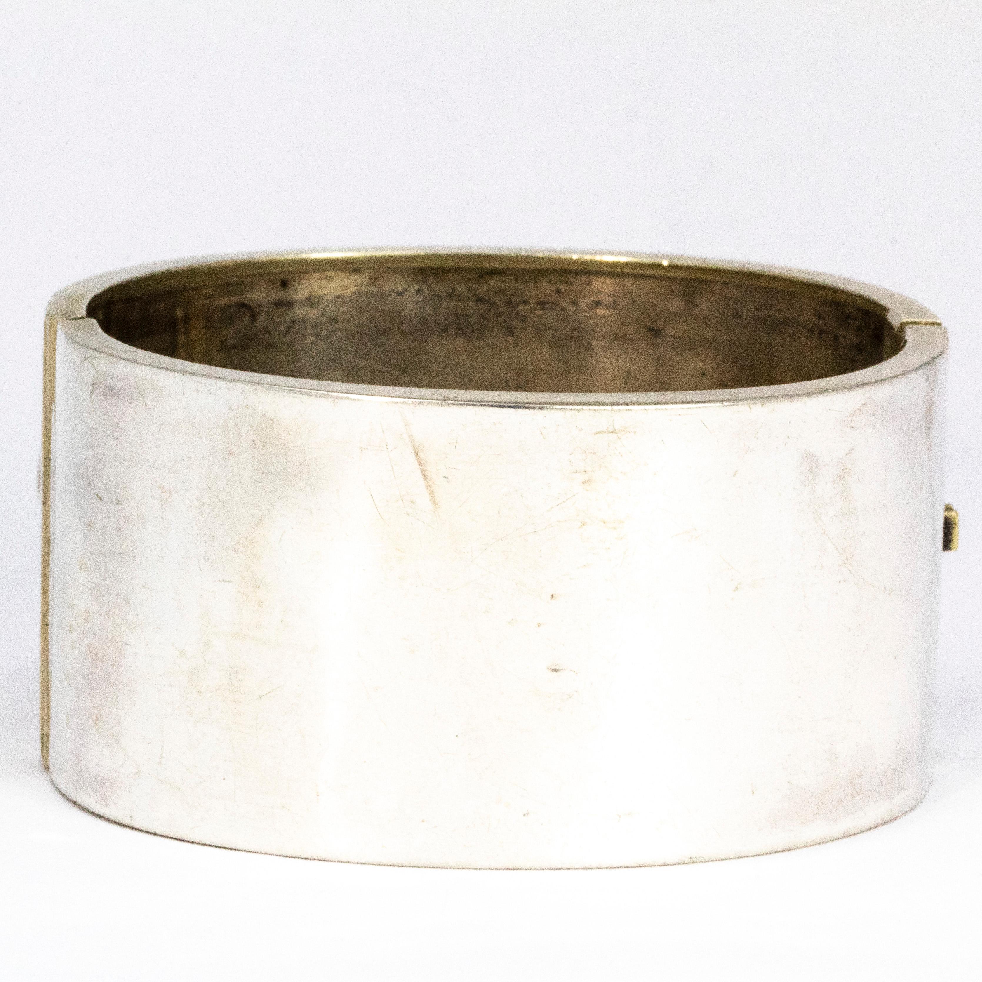 Victorian Silver Bangle with Buckle Detail In Good Condition For Sale In Chipping Campden, GB