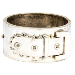 Antique Victorian Silver Bangle with Buckle Detail