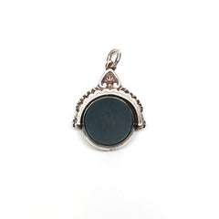 Victorian Silver Bloodstone Watch Fob Pendant