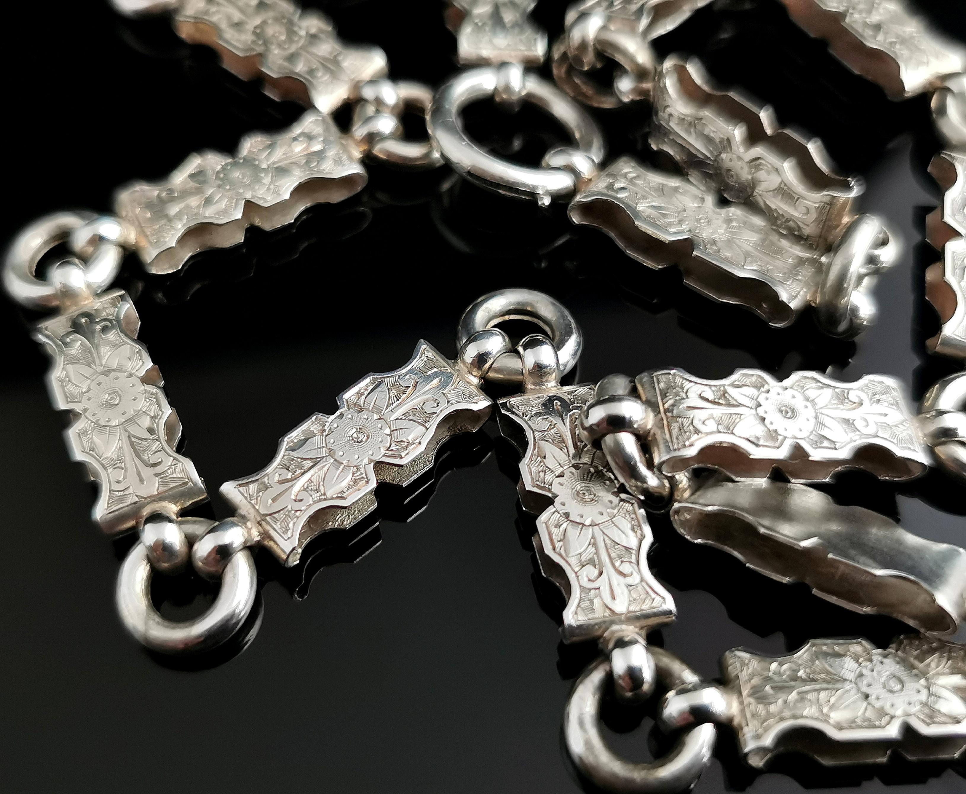Victorian Silver Book Chain Necklace, Collar Necklace 2