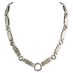 Victorian Silver Book Chain Necklace, Collar Necklace