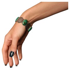 Victorian Silver Bracelet with Malachite and George II “LIMA” Coinage (1746)