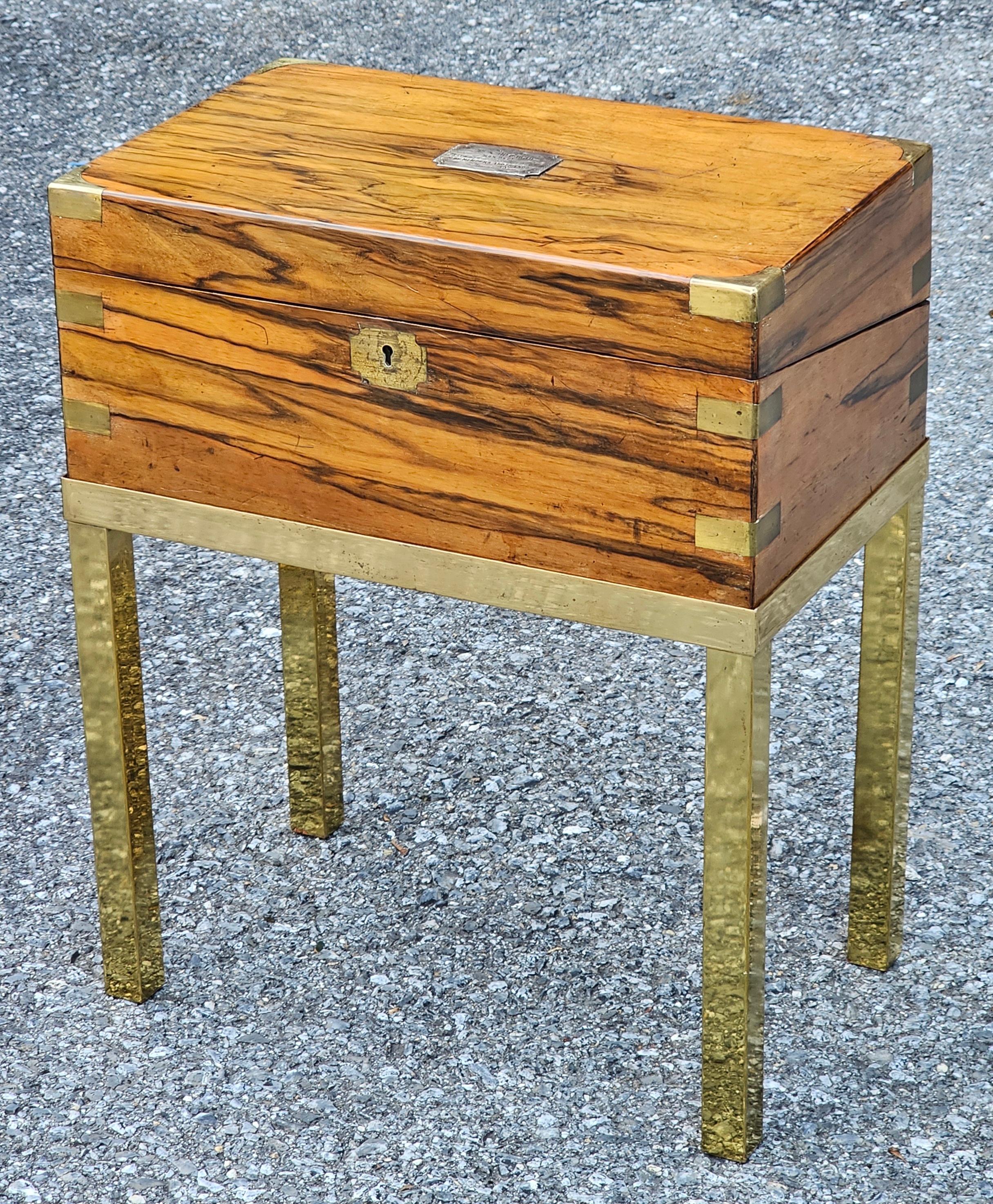 Unknown Victorian Silver & Brass Mounted Circassian Walnut Lap Desk on Gilt Metal Stand For Sale