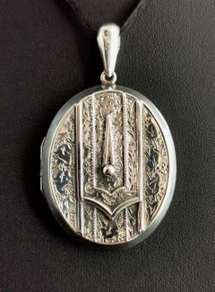 Victorian Silver Buckle Locket, Large, Engraved