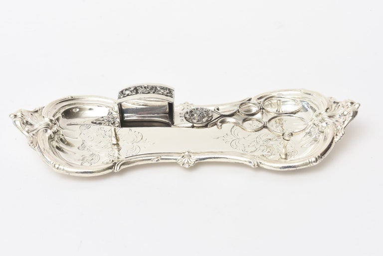 Victorian Silver Candle Snuffer with Tray 19th Century English For Sale