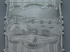 Victorian Silver "Castle-Top" Card Case Brighton Chain Pier Nathaniel Mills 1849