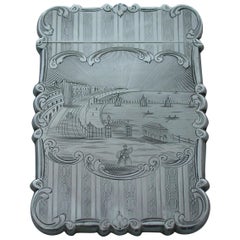 Victorian Silver "Castle-Top" Card Case Brighton Chain Pier Nathaniel Mills 1849