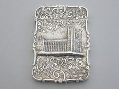 Victorian Silver Castle-Top Card Case 'Westminster Abbey', Nathaniel Mills 1840
