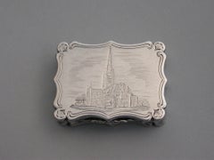 Victorian Silver Castle-Top Vinaigrette, Norwich Cathedral Nathaniel Mills, 1843