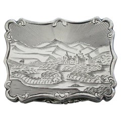 Antique Victorian Silver Castle-Top Vinaigrette, Old Balmoral Castle, by N Mills, 1849