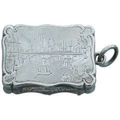 Antique Victorian Silver Castle-Top Vinaigrette - Selby Bridge 
Abbey 1852